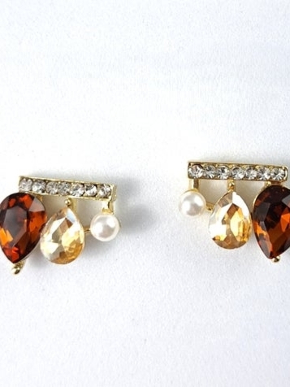 Elegant Gold Pearl and Amber Teardrop Earrings